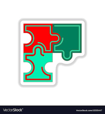 In paper sticker style puzzles vector image