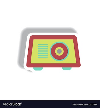 In paper sticker style radio vector image