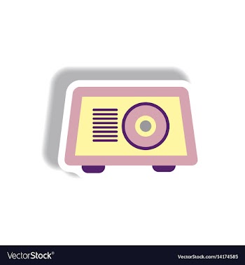 In paper sticker style radio vector image
