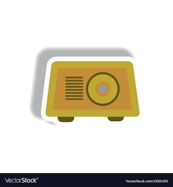 In paper sticker style radio vector image
