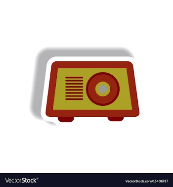 In paper sticker style radio vector image