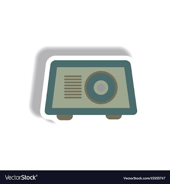 In paper sticker style radio vector image