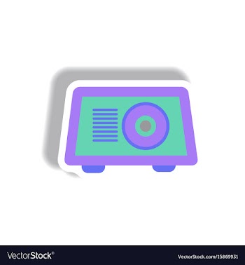 In paper sticker style radio vector image