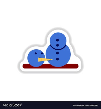 In paper sticker style snowman vector image