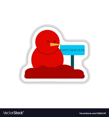 In paper sticker style snowman vector image