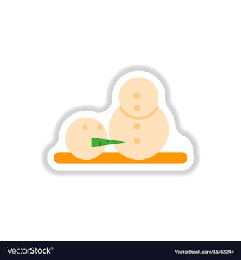 In paper sticker style snowman vector image