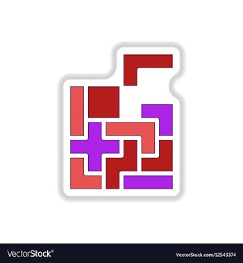 In paper sticker style Tetris vector image