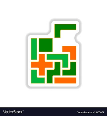 In paper sticker style tetris vector image