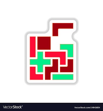 In paper sticker style tetris vector image