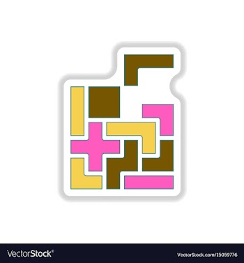 In paper sticker style tetris vector image