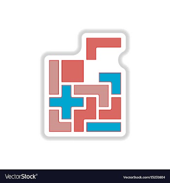 In paper sticker style tetris vector image