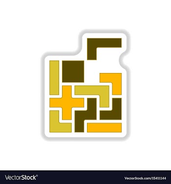 In paper sticker style tetris vector image