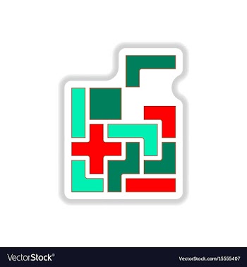 In paper sticker style tetris vector image