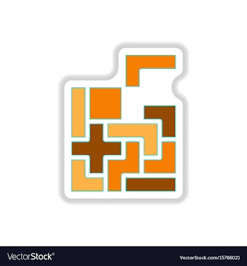 In paper sticker style tetris vector image