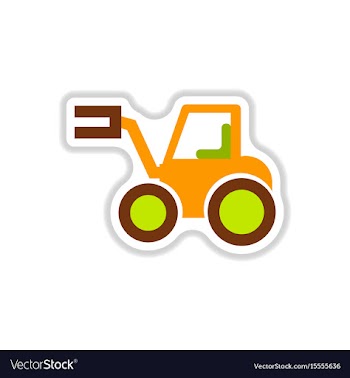 In paper sticker style tractor vector image