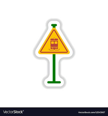 In paper sticker style tram vector image