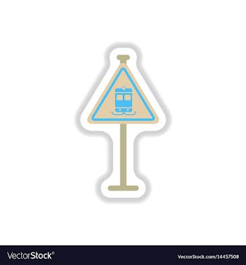 In paper sticker style tram vector image