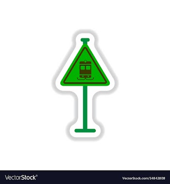 In paper sticker style tram vector image