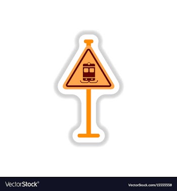 In paper sticker style tram vector image