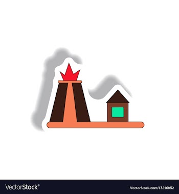 In paper sticker style volcano vector image