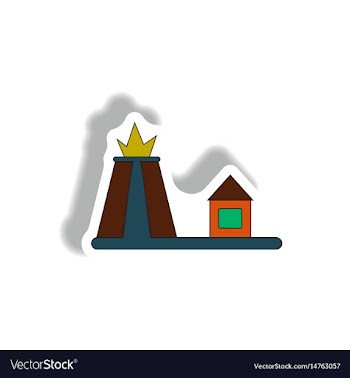 In paper sticker style volcano vector image