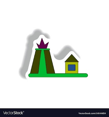 In paper sticker style volcano vector image