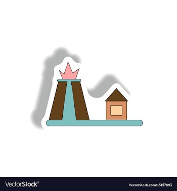 In paper sticker style volcano vector image