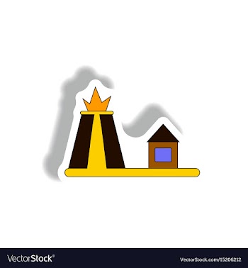 In paper sticker style volcano vector image