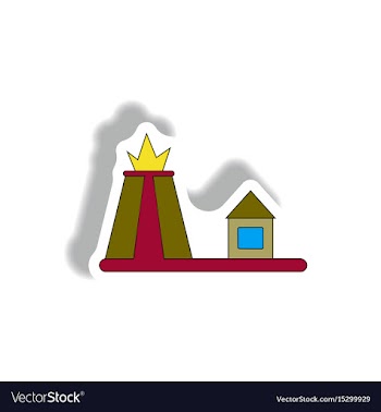 In paper sticker style volcano vector image