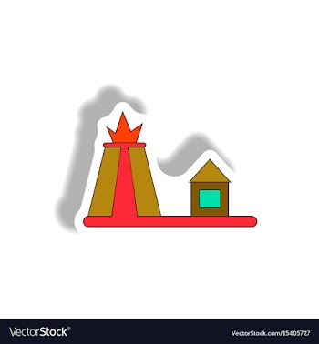 In paper sticker style volcano vector image