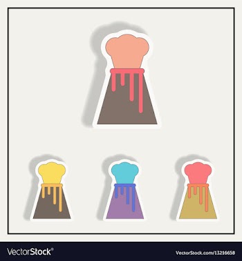 In sticker design of volcano vector image