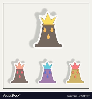 In sticker design of volcano vector image