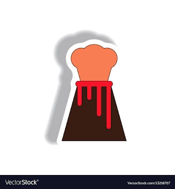 In sticker design of volcano vector image