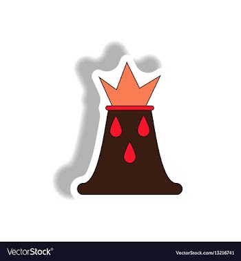 In sticker design of volcano vector image