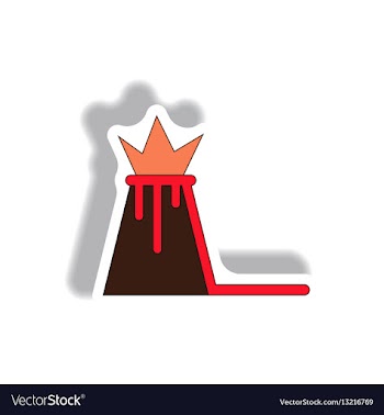 In sticker design of volcano vector image