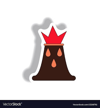 In sticker design of volcano vector image