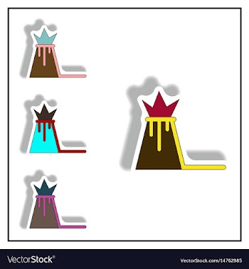 In sticker design of volcano vector image
