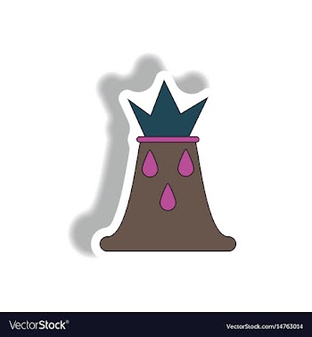 In sticker design of volcano vector image