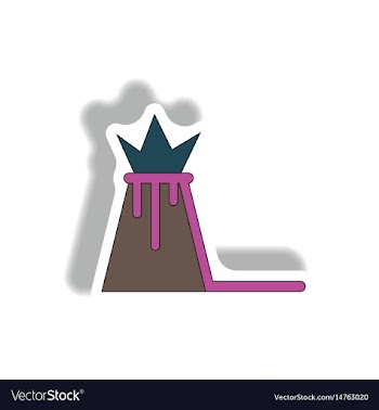 In sticker design of volcano vector image