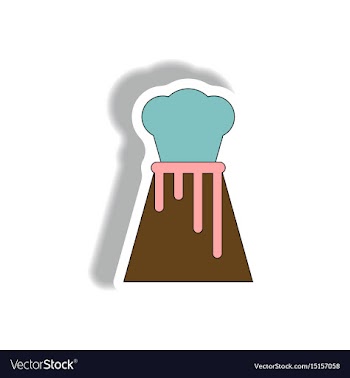 In sticker design of volcano vector image