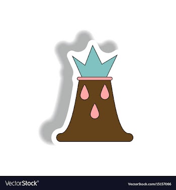 In sticker design of volcano vector image