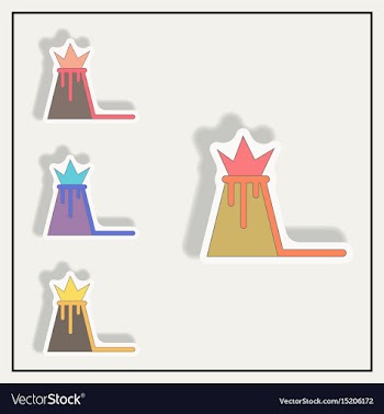 In sticker design of volcano vector image