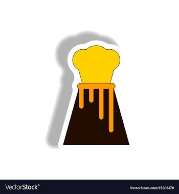 In sticker design of volcano vector image
