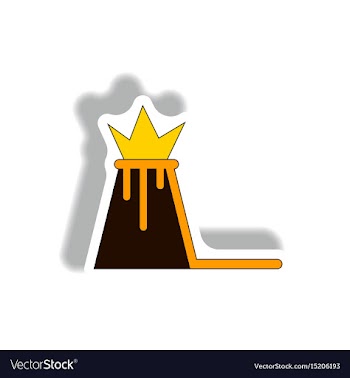 In sticker design of volcano vector image