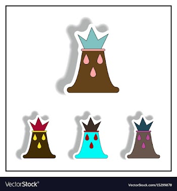 In sticker design of volcano vector image