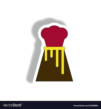 In sticker design of volcano vector image