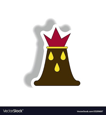 In sticker design of volcano vector image