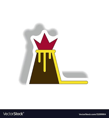 In sticker design of volcano vector image