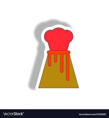 In sticker design of volcano vector image