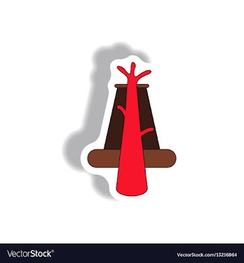 In sticker style of volcano vector image